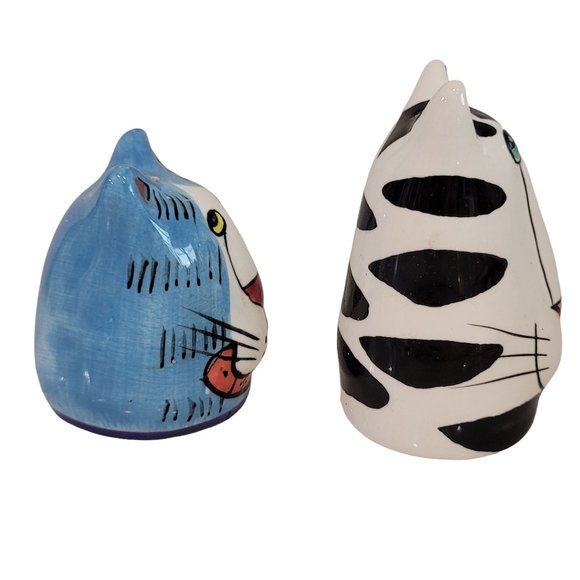 Catzilla White & Blue Ceramic Salt & Pepper Shakers by Candace Reiter 2000 - Picture 2 of 4